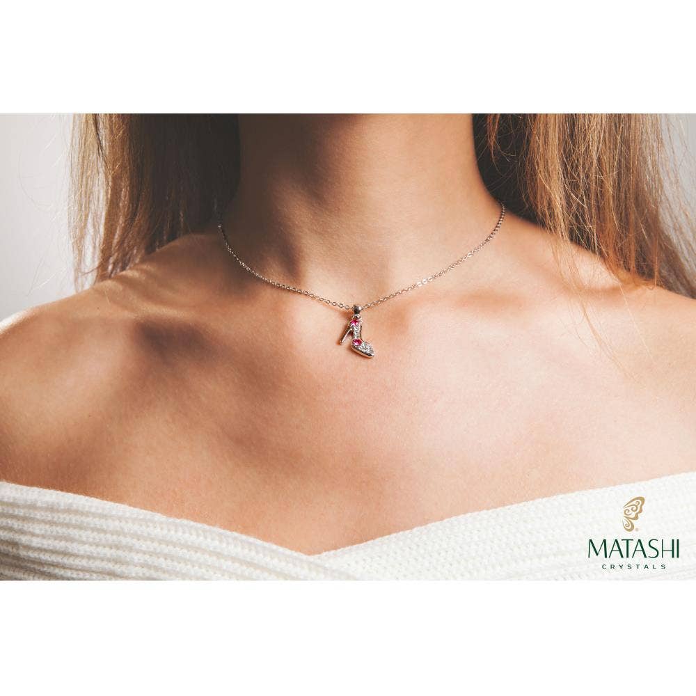 Matashi - Wholesale Pendant/Charm Necklace - Women's Rhodium Plated Necklace with Stiletto Shoe Design12