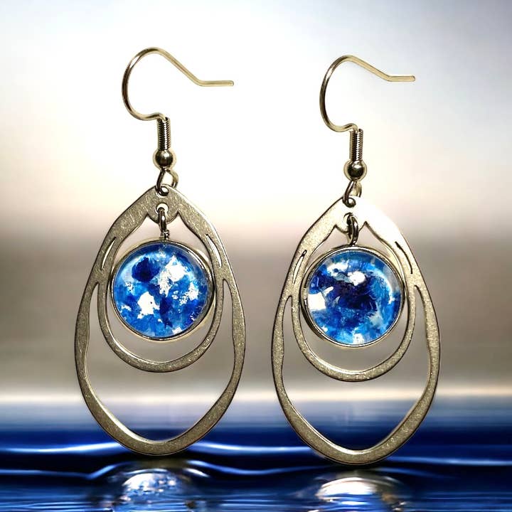 Originele handgemaakte dubbele druppelvormige oorbellen voor wholesale door Drift Away Studio