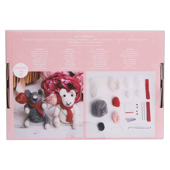 Simply Make: Needle Felting Craft Kit - Heart Mouse Duo Simply Make: Needle Felting Craft Kit - Heart Mouse Duo