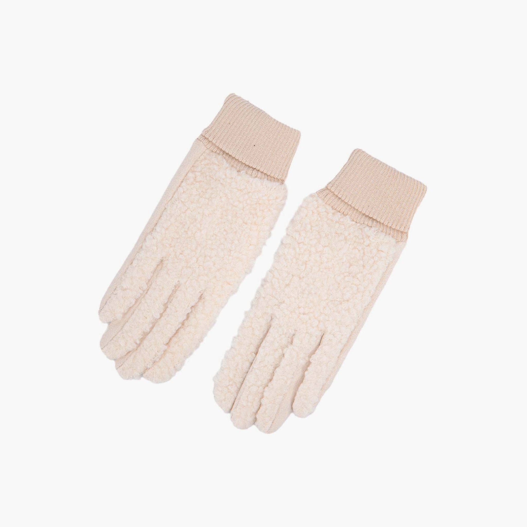 Sarta Accessories - Wholesale Gloves - Women's - Winnie Cream Borg Fleece Gloves2