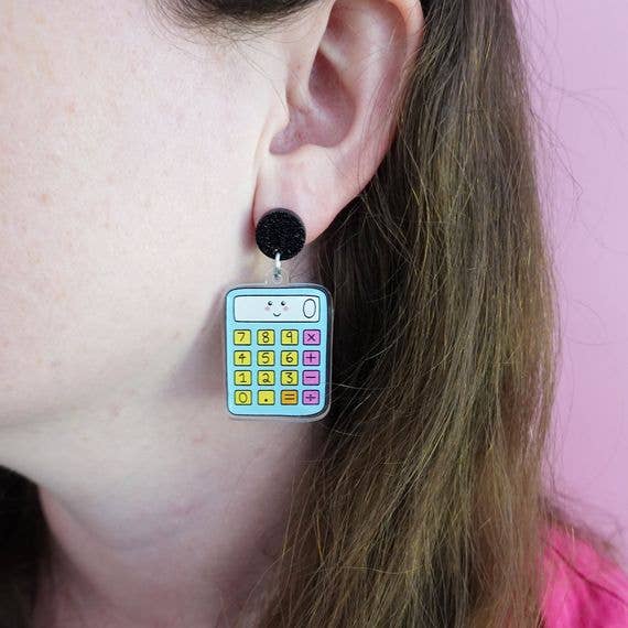 Girlfetti - Wholesale Dangle Earrings - Calculator Teacher Acrylic Dangle Earrings