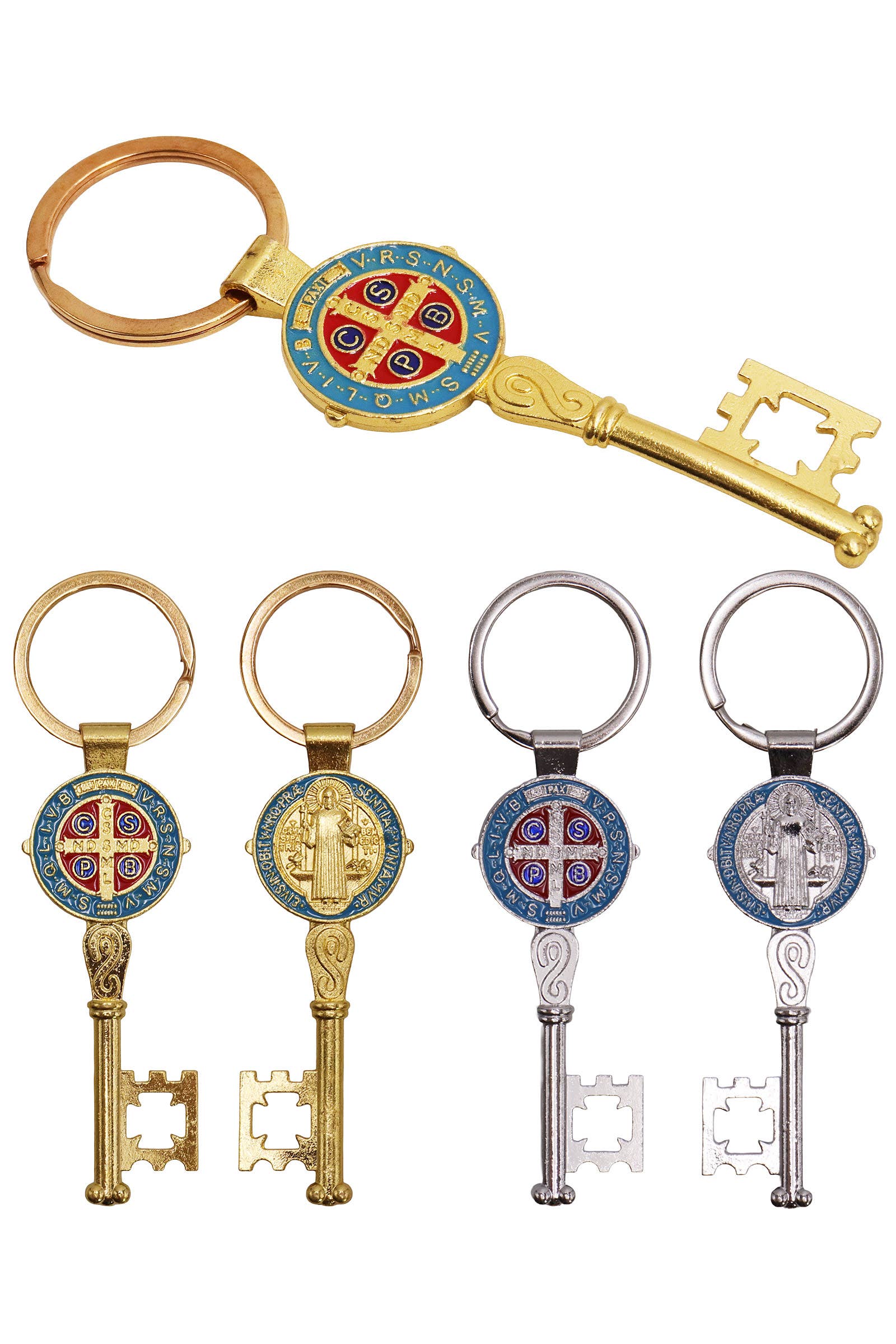 ASSORTEREDE Saint Benedict dobbelt-sidet emaljenøglering for engroshandel på Faire0