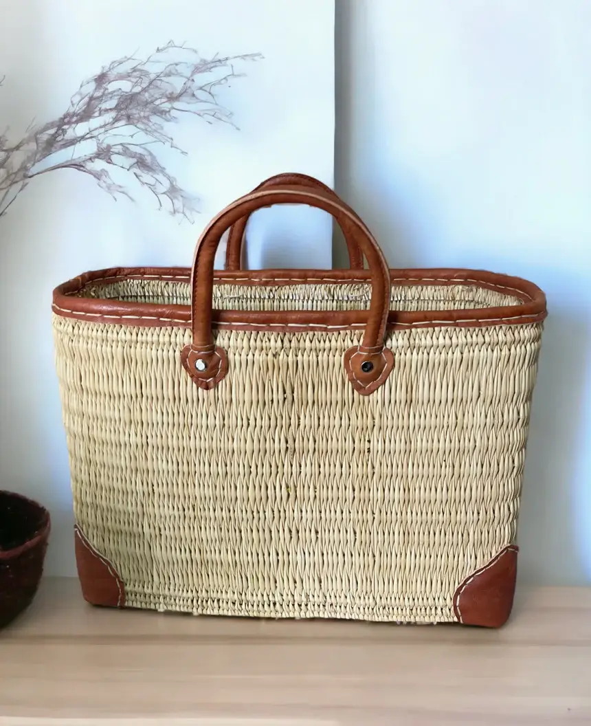 DarKech - Wholesale Basket - REED BASKET WITH LEATHER Handles 2