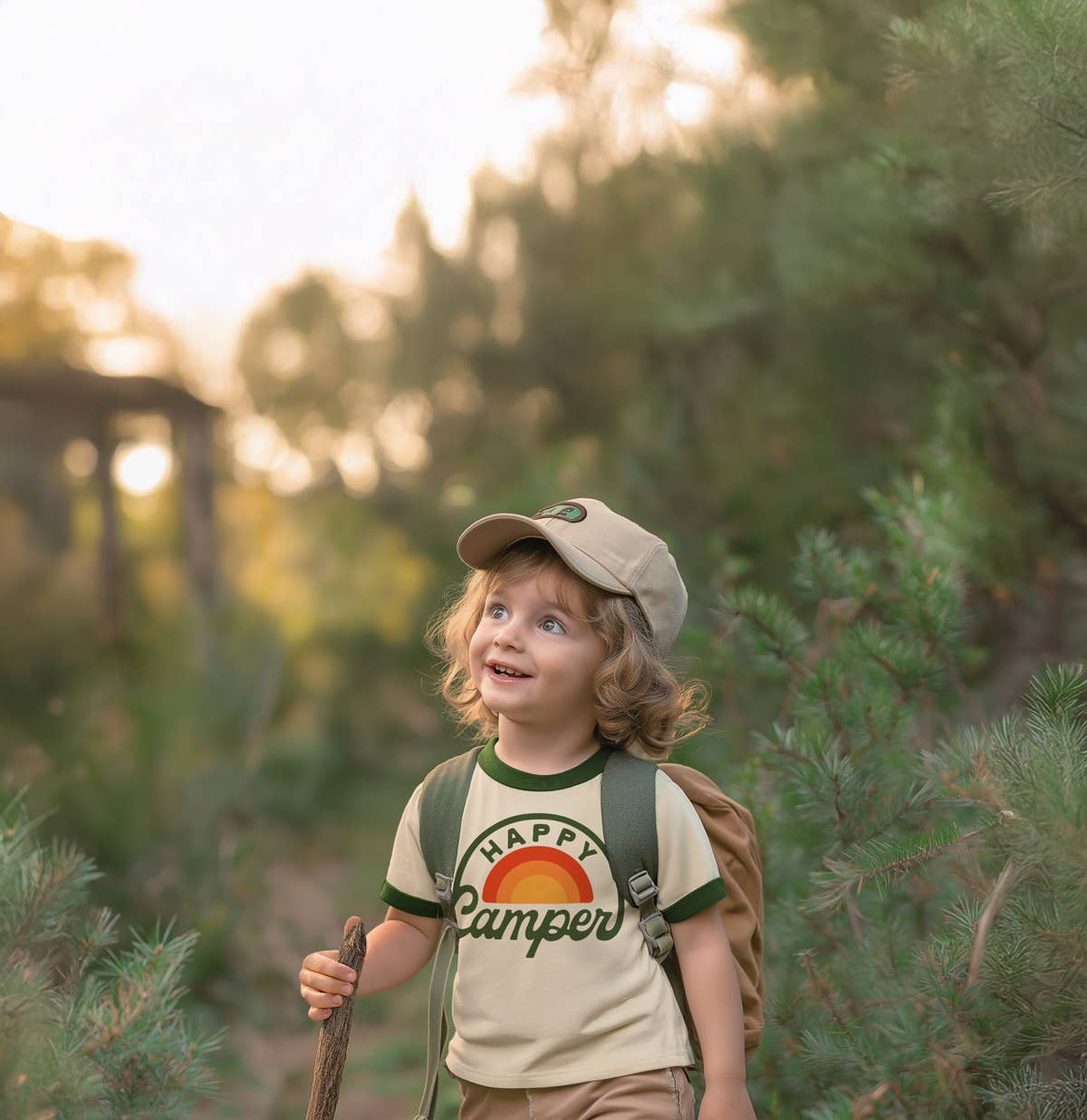 Green Happy Camper Vintage Ringer (Youth) for wholesale on Faire2