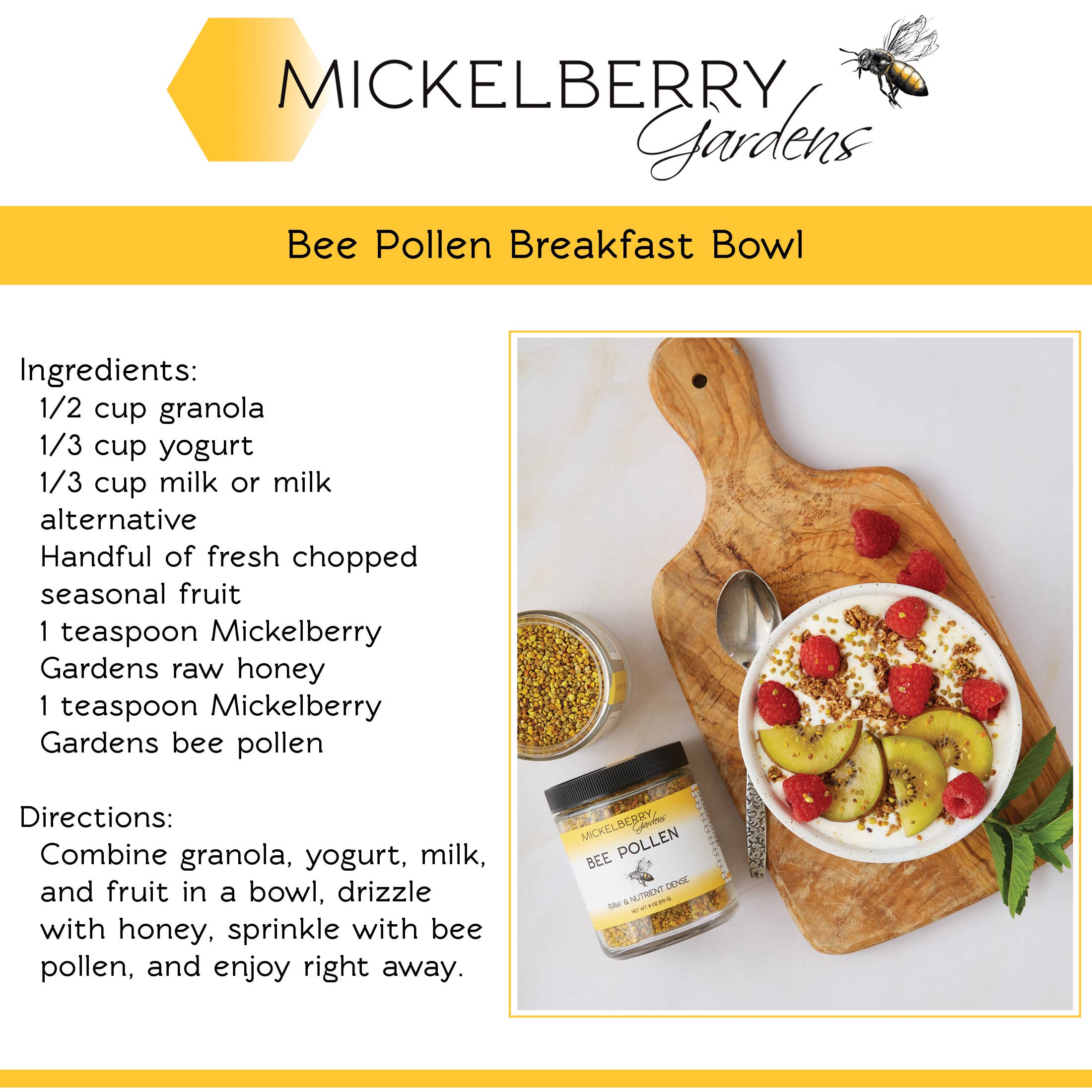 Mickelberry Gardens - Wholesale Protein/Superfood Powder - Bee Pollen — raw, clean and pure multivitamin5