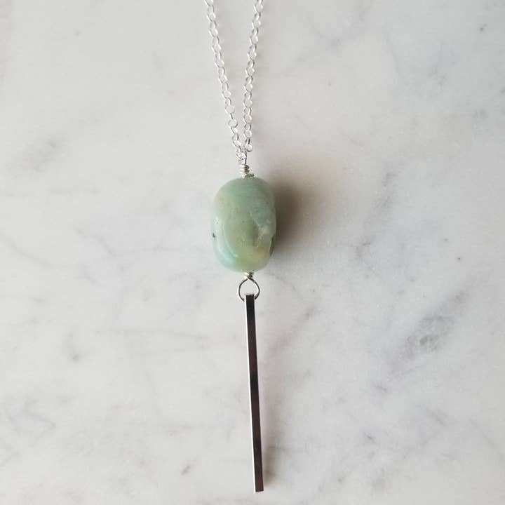 Amazonit Vertikale Bar Halskette für den Großhandel von Elle Brands LLC