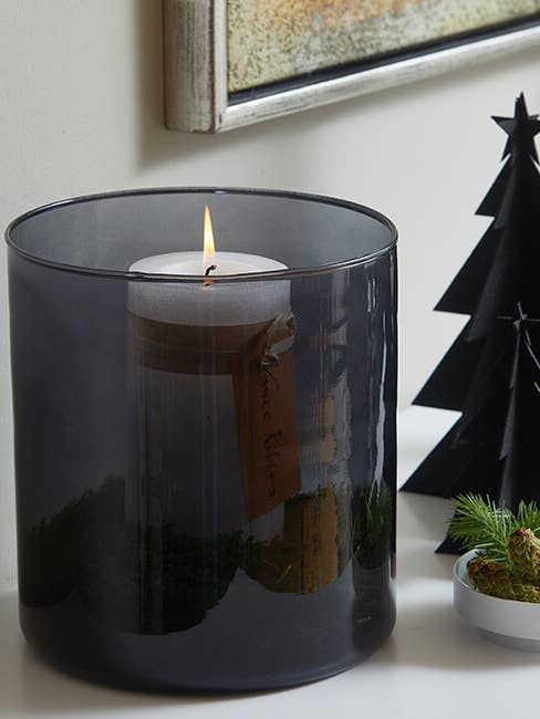 Vase / lanterne en verre Valencia D22 XL, noir pour la vente par Lübech Living