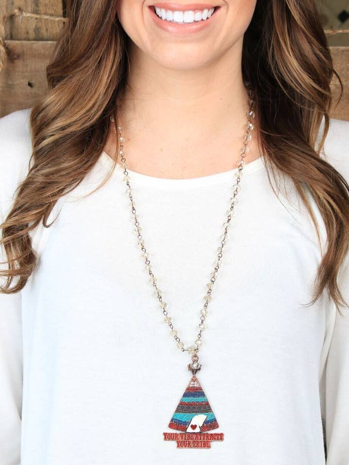 Your Vibe Attracts Your Tribe Necklace, Copper for wholesale by GRACE+EMMA by Southern Grace