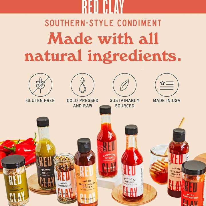 Red Clay Hot Sauce - Wholesale Hot Sauce - Carolina Southern Hot Sauce - Spicy Condiments, Made in USA