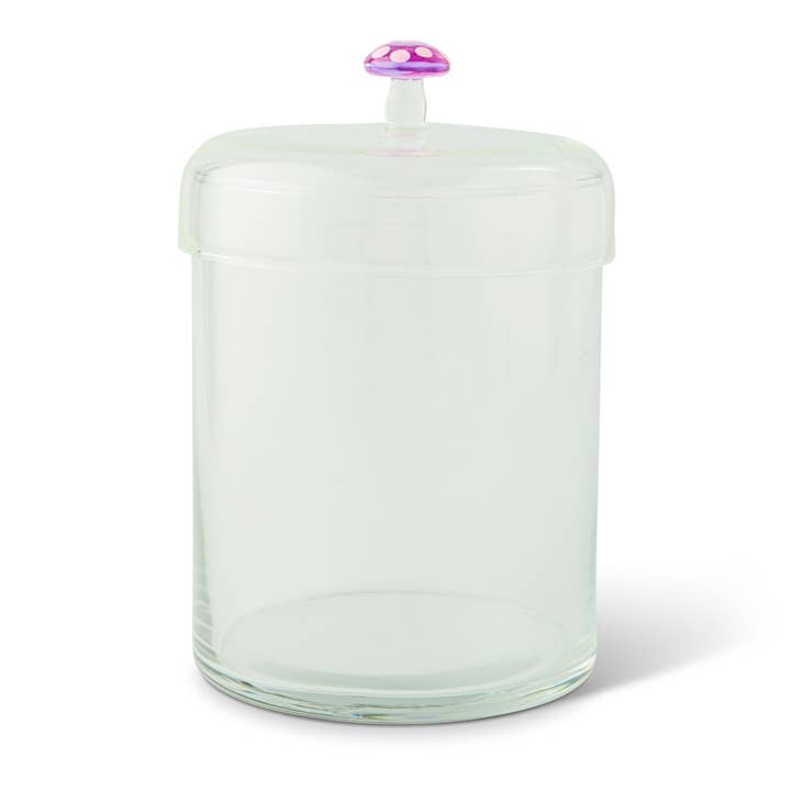 44oz Glass Canister with Glass Mushroom Lid - Pink for wholesale by Core Home