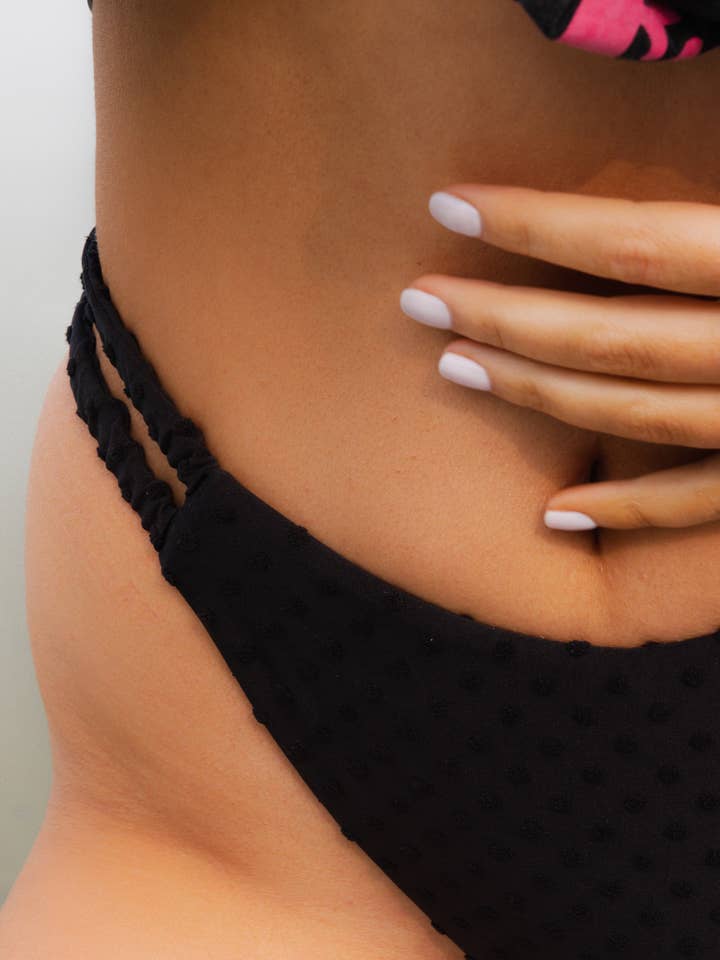 Summer Honey - Wholesale Swim Bottoms - Women's - Black Cheeky High Rise Bikini Bottom2