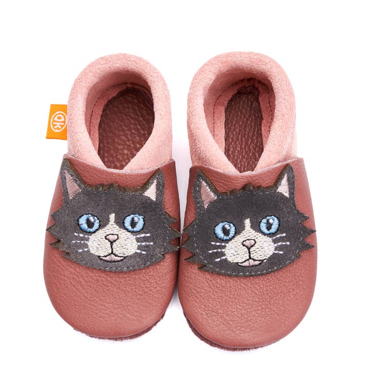 Orangenkinder® – Großhandel Krabbelschuhe – Baby – Kinder-Hausschuhe Mia die Katze