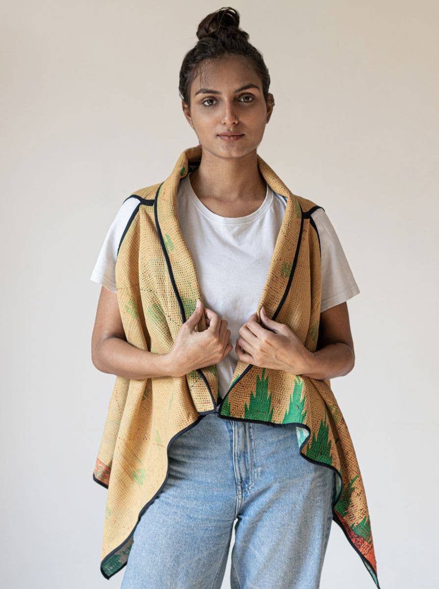 Fifth Origins – wholesale Cape - Dam – kantha vintage cape - morgon skönhet0