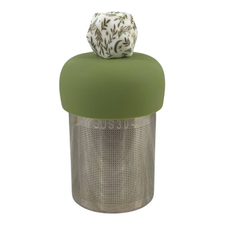 Float2infuse Tea Infuser - Wholesale Tea Strainer/Infuser - Hexagon | Floating Tea Steeper | Green Base | Herb Pattern