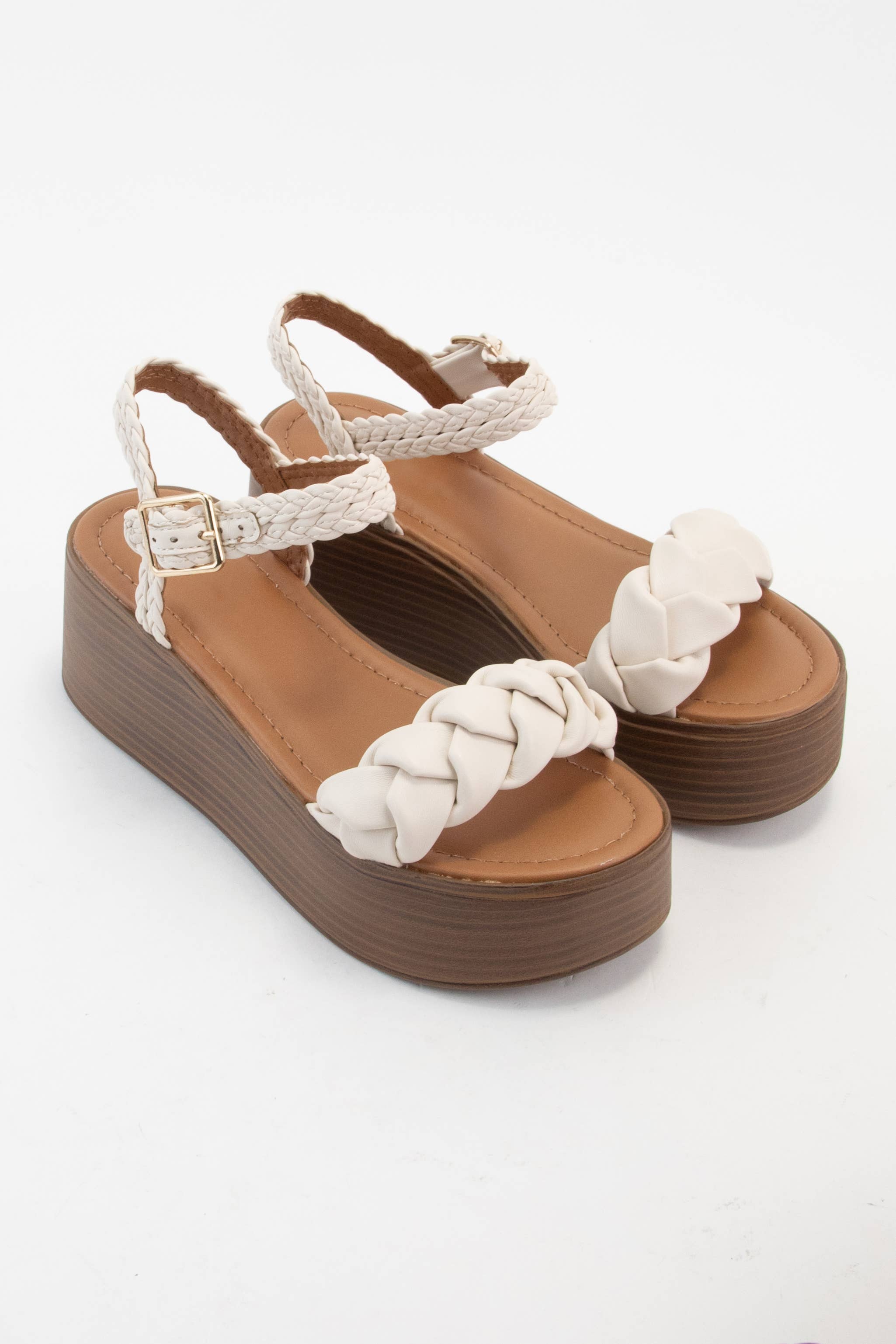 CCOCCI - Vente Chaussures compensées – femme - SANDALE À TALON COMPENSÉ À PLATEFORME ET BRIDE TRESSÉE INVOKE10