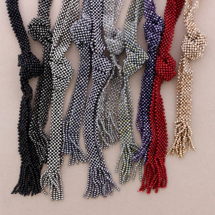 Sonata - Wholesale Beaded/Pearl Necklace - Faceted Crystal Tie Long Necklace5