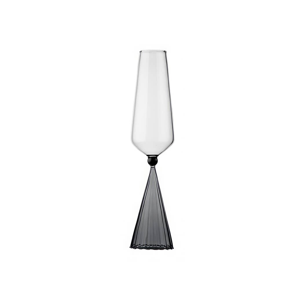 TUTU Home - Wholesale Champagne Flute - "Black Jupe" Champagne Glass – Modern Fluted Base0