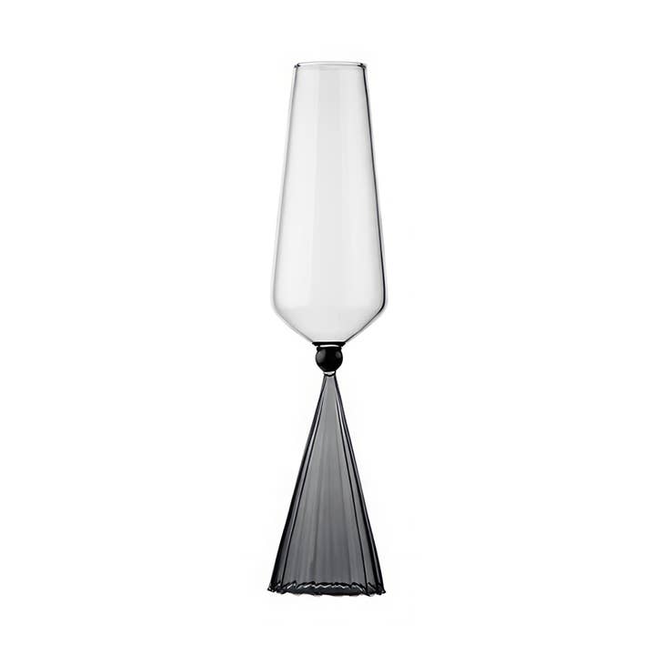 TUTU Home - Wholesale Champagne Flute - "Black Jupe" Champagne Glass – Modern Fluted Base0