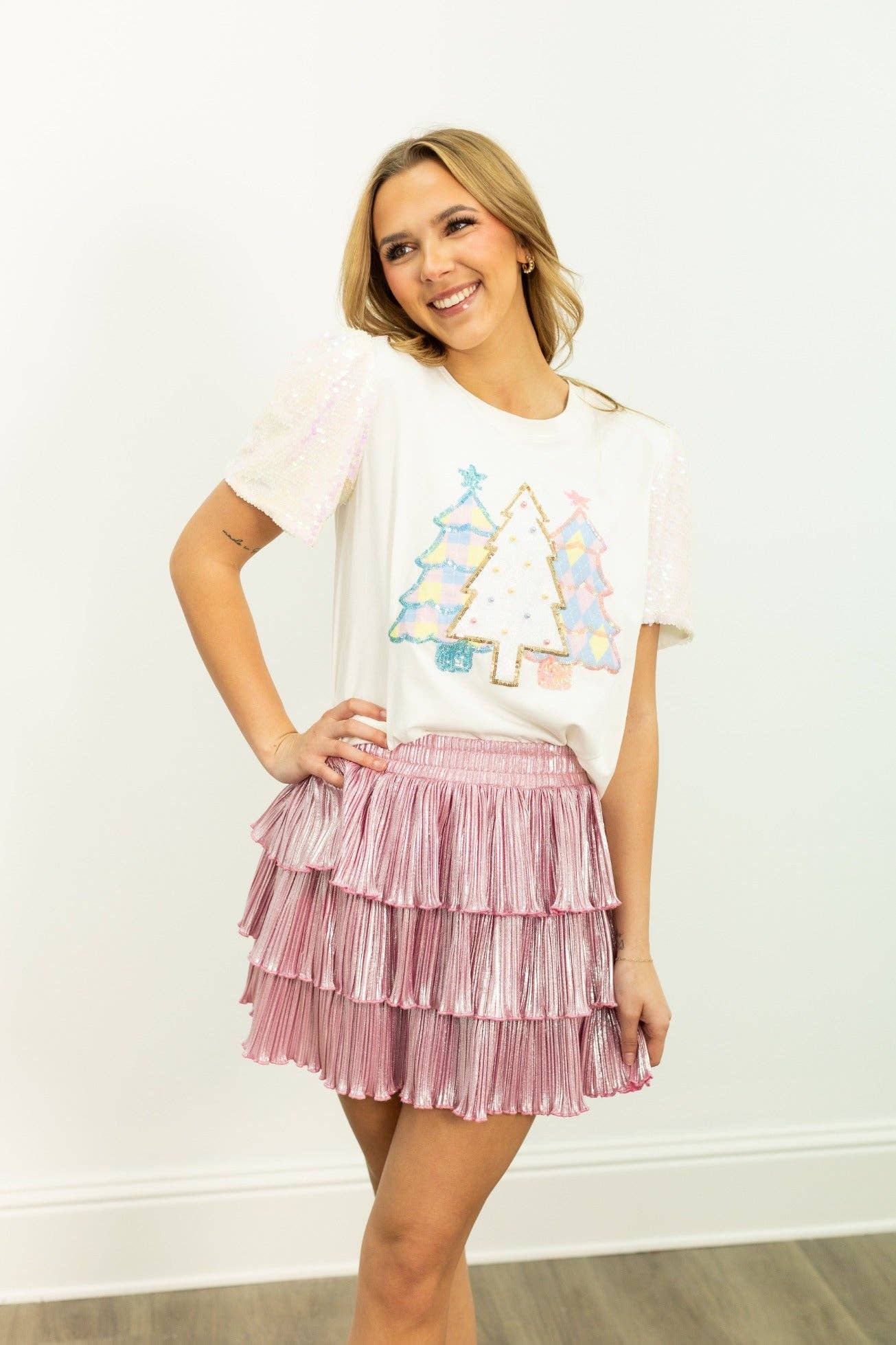 Festive Forest on Princess Top, White for wholesale on Faire6