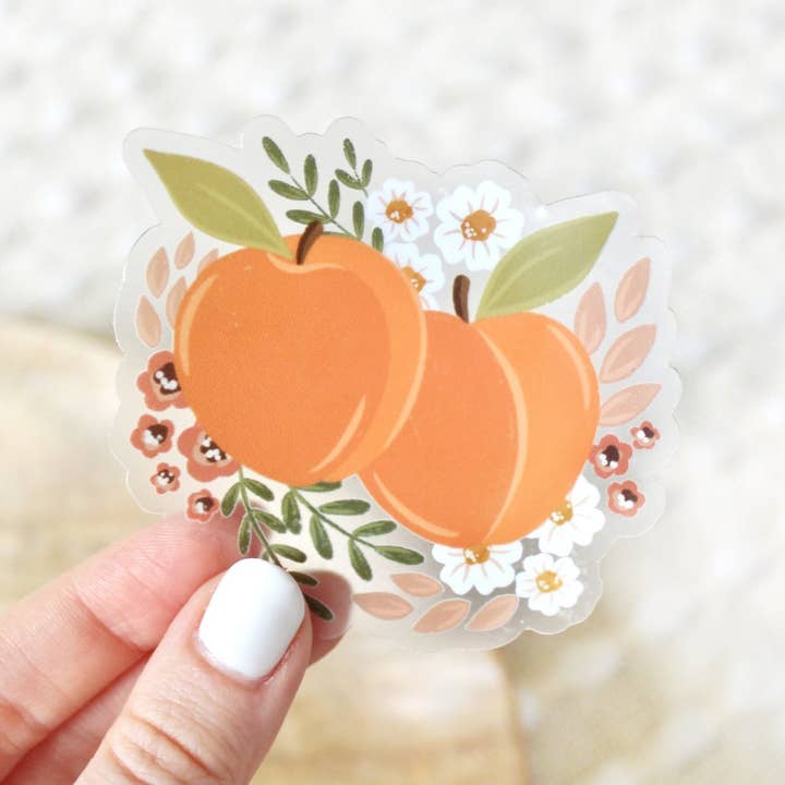 Elyse Breanne Design - Wholesale Sticker - Clear Peaches Sticker, 3x2.75in