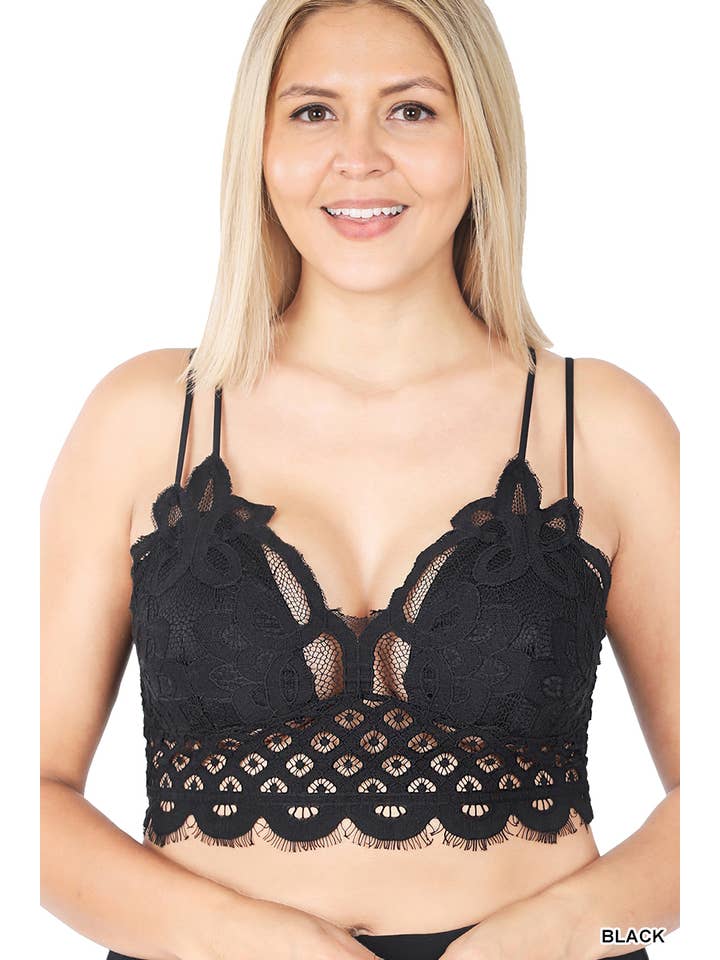 42POPS - Wholesale Bralette - Women's - .....SI-21592 PLUS SIZE CROCHET LACE BRALETTE WITH BRA PADS