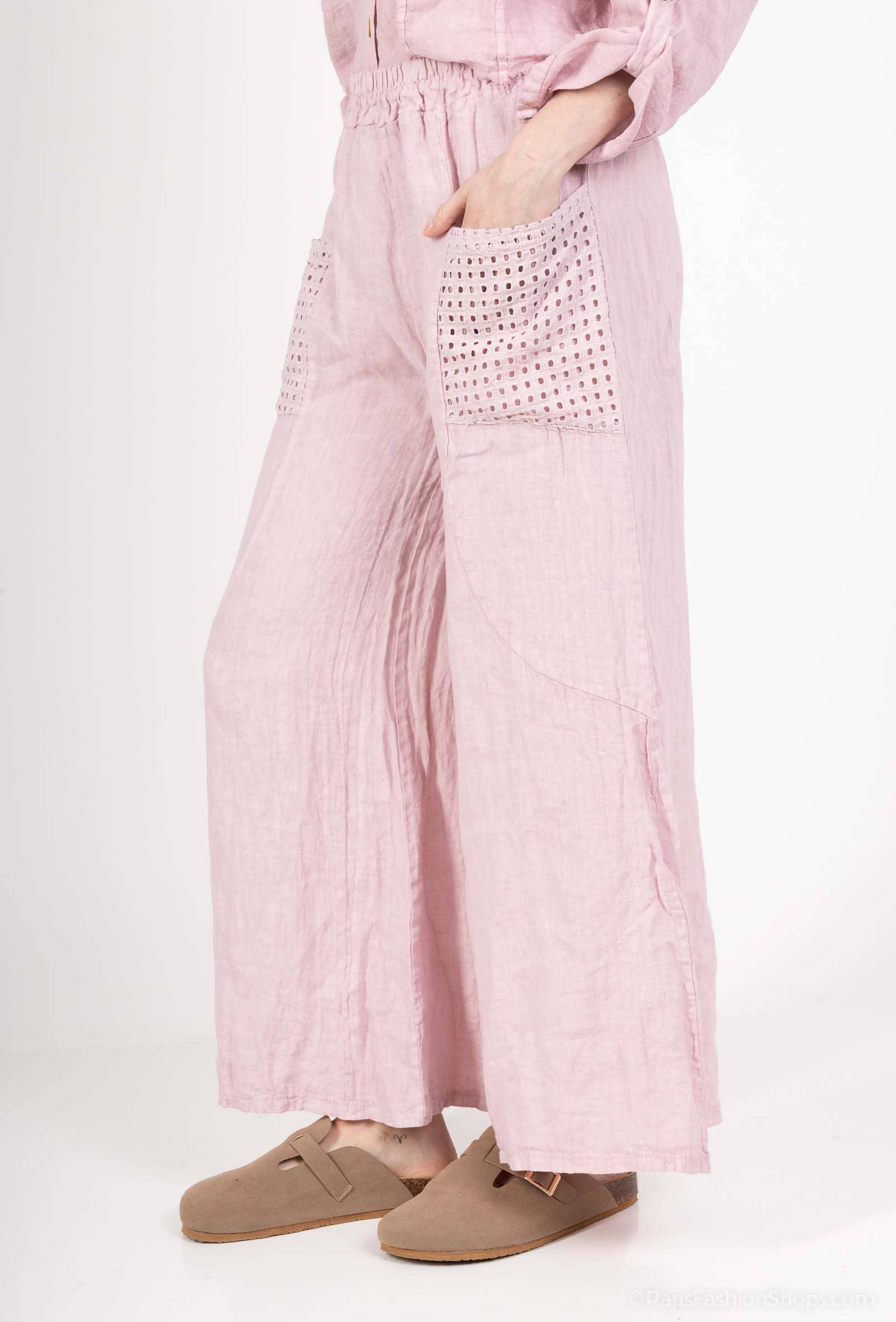 Shyloh - Wholesale Pants - Women's - Linen Trousers with Openwork Pockets 2058035