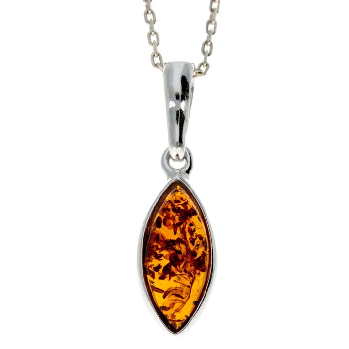 925 Sterling Silver & Baltic Amber Classic Pendant - K334 for wholesale by SilverAmber Jewellery