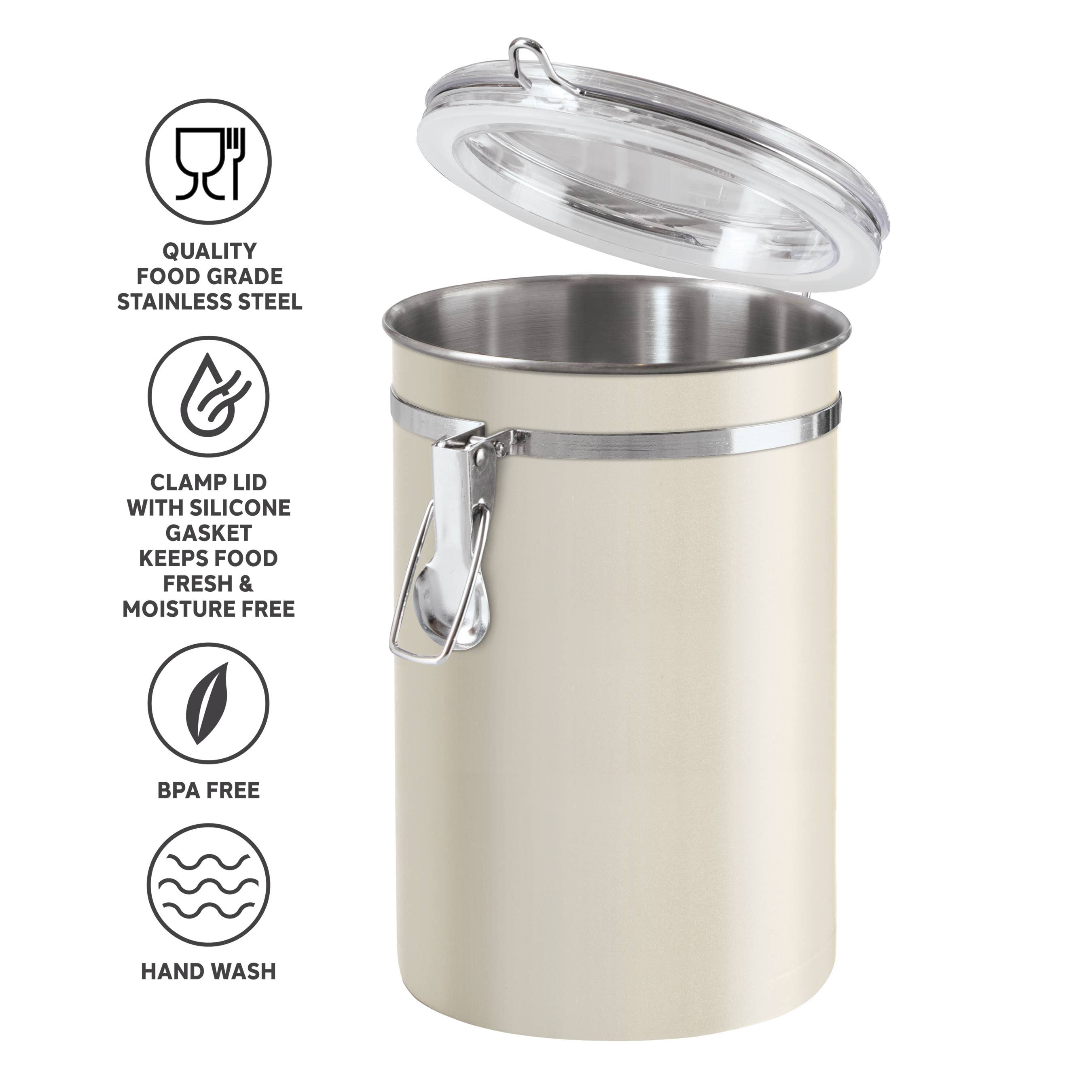 Oggi - Wholesale Canister - Food Canister - Stainless Steel & Clear Lid (7.5" H, 62 oz)6