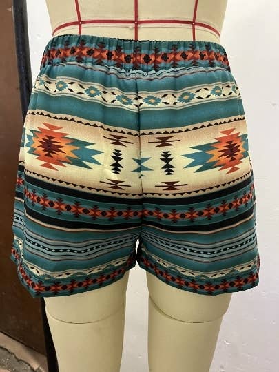 UNISHE - Wholesale Korte broeken - Dames - Shorts met trekkoord met Western Azteekse print - Maattabel beschikbaar11