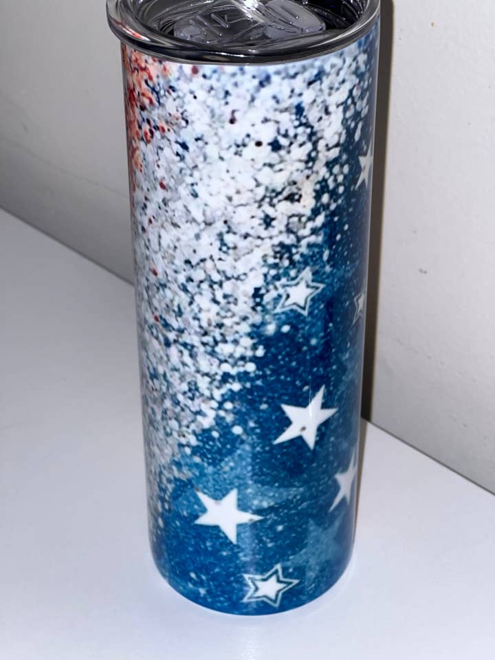 20oz America Stars Glitter Tumbler for wholesale by Creative Queen Boutique