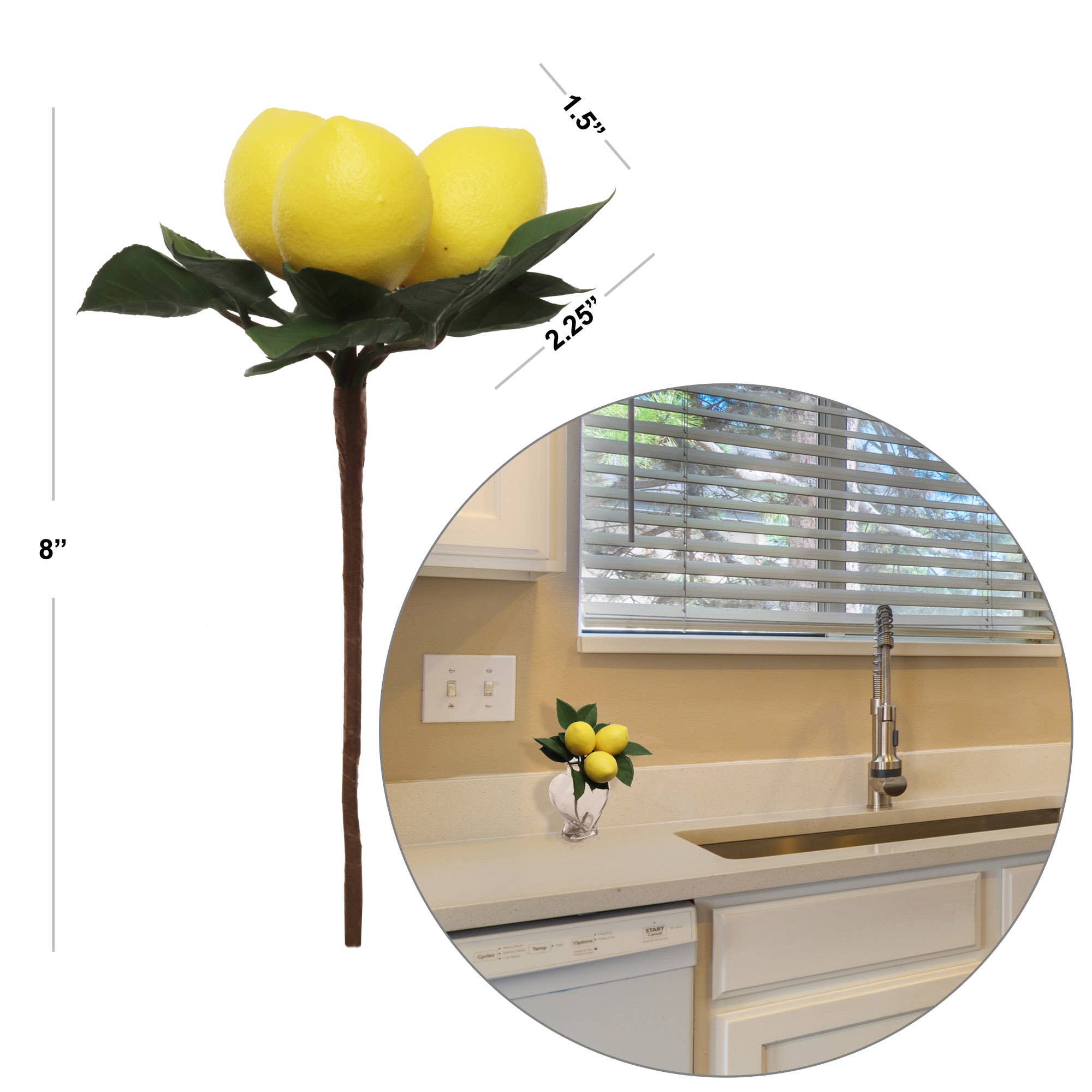 Larksilk - Wholesale Artificial Plant - 8" Lemon Pick Faux1