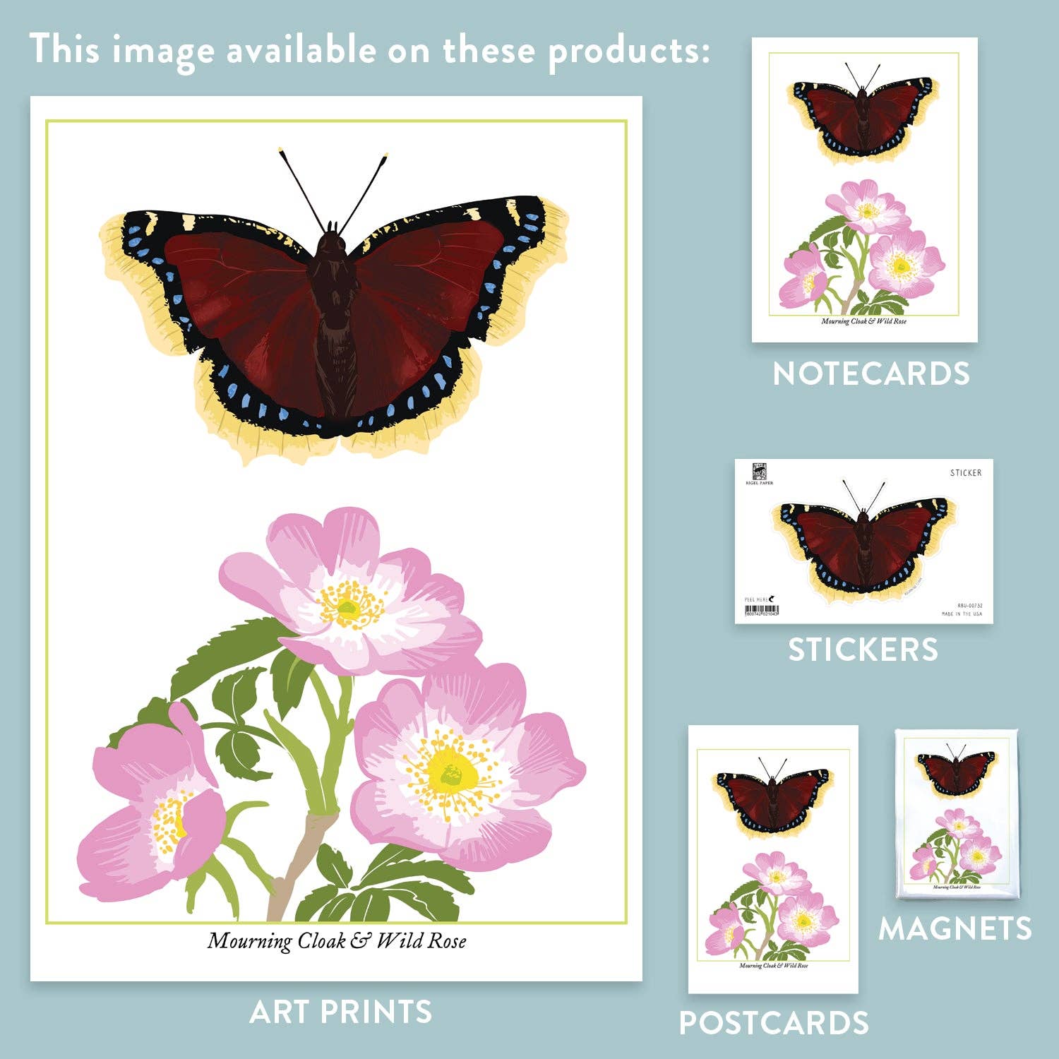 Rigel Paper – wholesale Magnet – RBU-732 Mourning Cloak Butterfly Magnet2