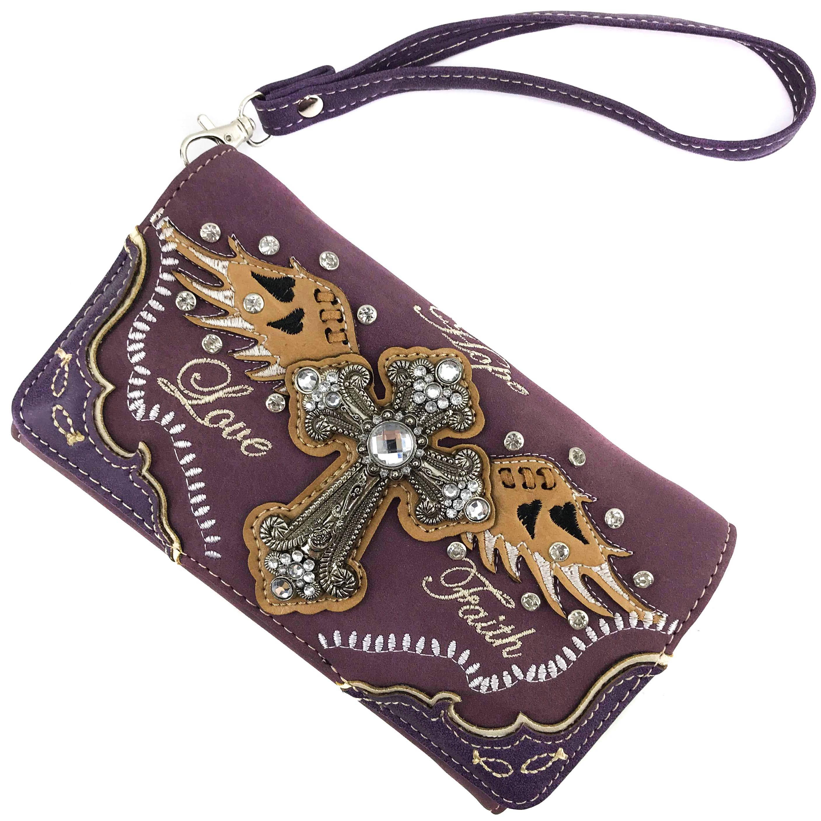 Lunar Deer – wholesale Axelväska - Dam – Hope Love Faith Cross Crossbody Wristlet Plånbok6