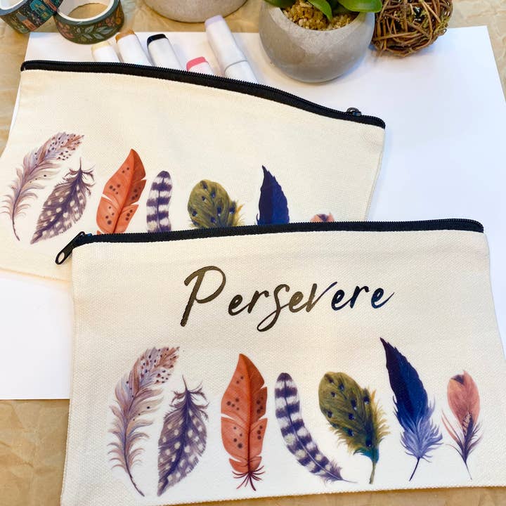 bJenuineCo - Wholesale Pencil Case/Pouch - Customized Feather Pouch, Pencil Case, Girl Gift, Personalized Canvas Case for Travel Makeup Pouch, Art Supplies3
