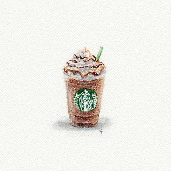 Starbucks Cup Watercolor Painting - Art Print for wholesale by Karen Libecap Tiny Paintings