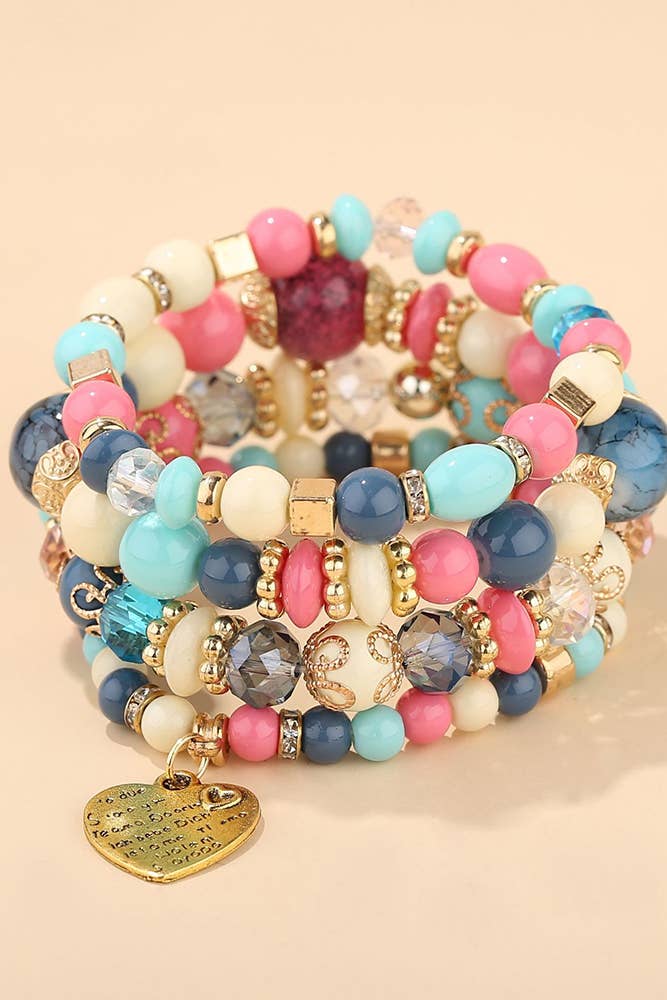 UNISHE – Großhandel Perlenarmband – Böhmisches mehrschichtiges Kristallherz-Perlenarmband ACC7976