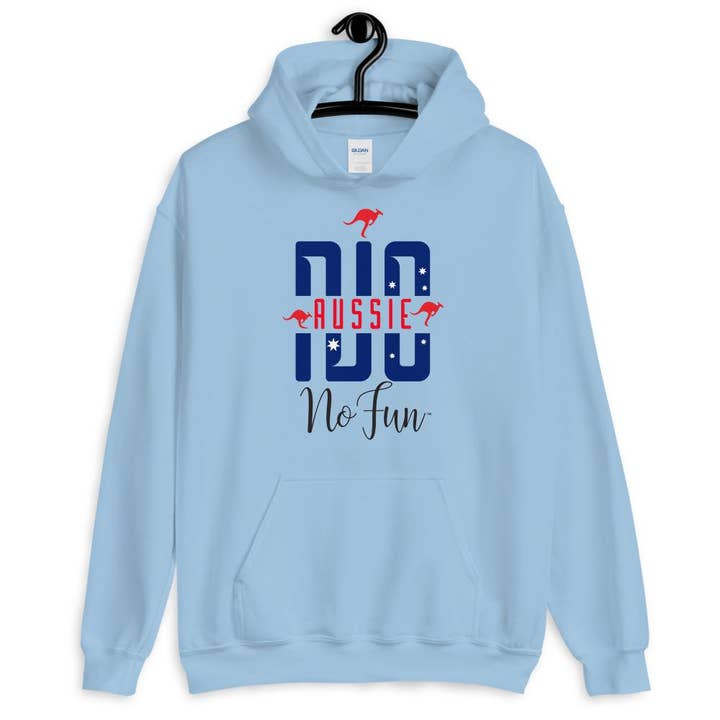 Geen Aussie Geen Plezier, Hoodie, Speciaal Blauw voor wholesale door No Fun Company