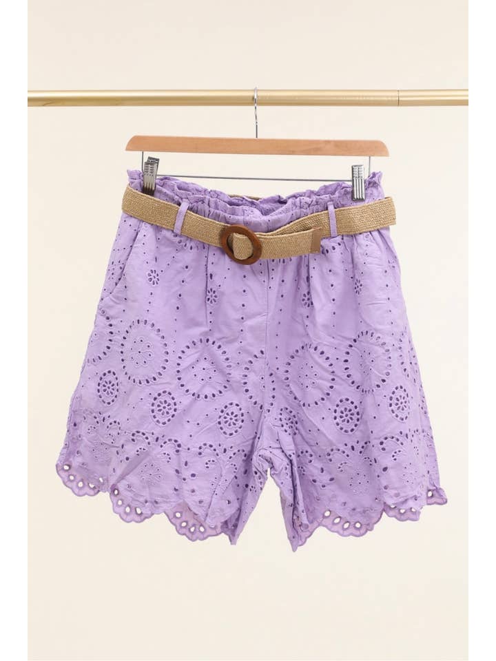 LÉA & LUC - Wholesale Shorts - Women's - Broderie anglaise shorts in 100% cotton REF. 25028