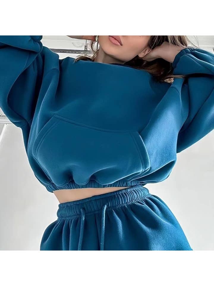 HIDDENBRAND - Wholesale Lounge Set - Women's - Hooded Pocket Trousers Sweatshirt Set2