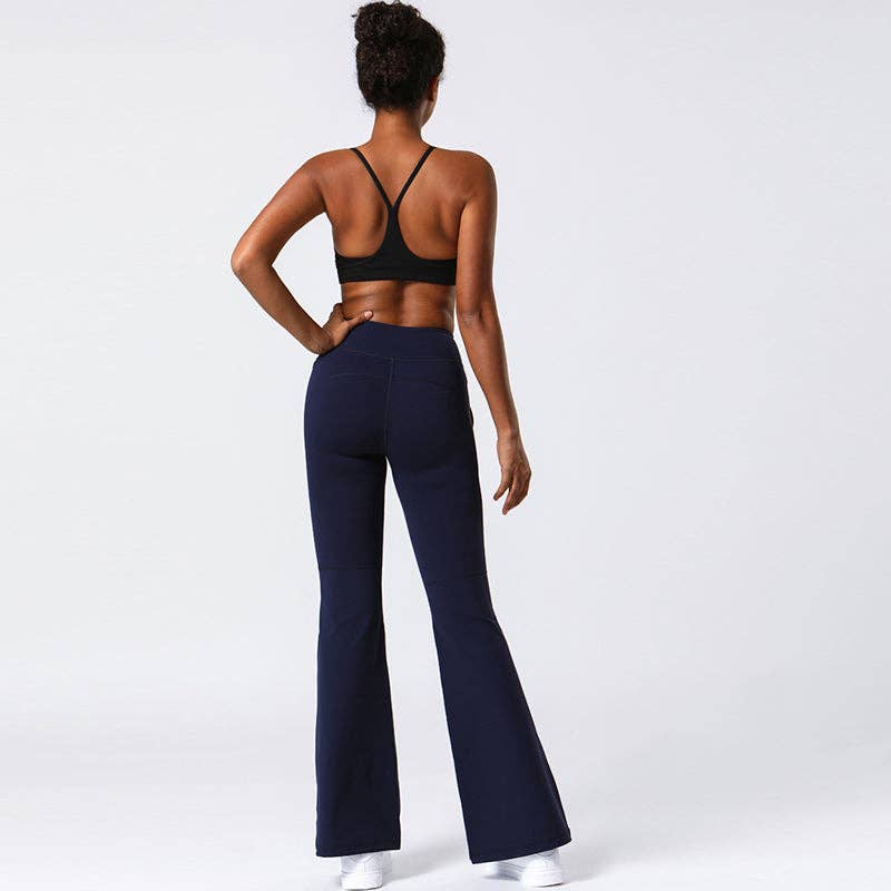 Active by Anna-Kaci - Wholesale Athletic Pants - Women's - Hip Sculpting High Rise Flared Yoga Pants with Pockets14