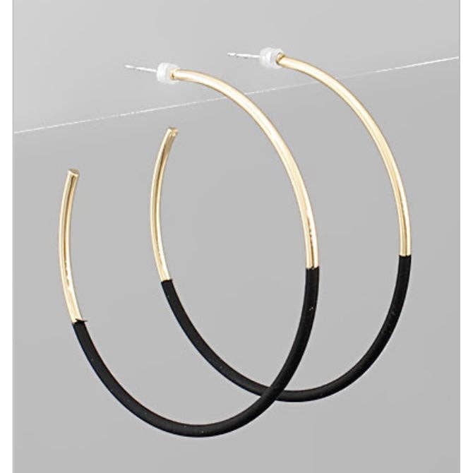 Pierce + Hide - Wholesale Hoop Earrings - Black/ Gold Skinny Hoop Earrings | Skinny Hoop