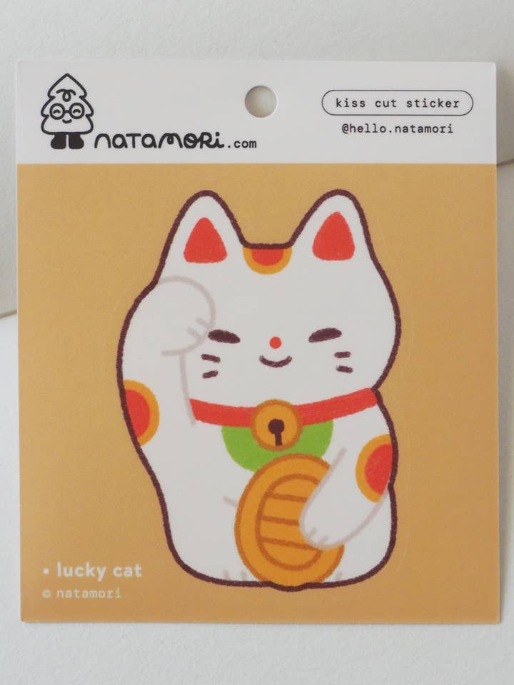 Lucky Cat • Single Kiss Cut Vinyl Sticker for wholesale by natamori