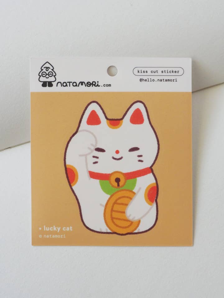Lucky Cat • Single Kiss Cut Vinyl Sticker for wholesale by natamori