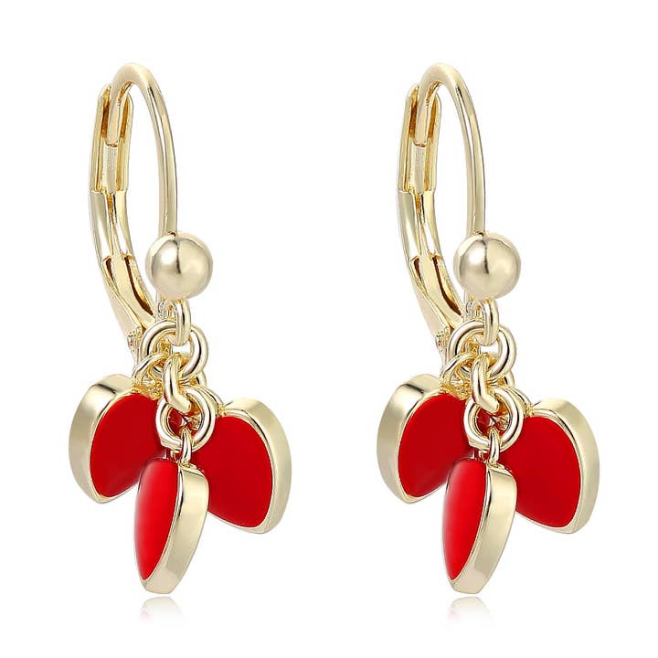 Red Dangle Heart Lever Back for wholesale by The Tiny Gem
