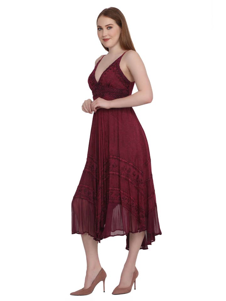 Advance Apparels - Wholesale Dress - Women's - Back Tie Acid Wash Dress (S/M-1X/2X) 4 Colors ADL-3033329