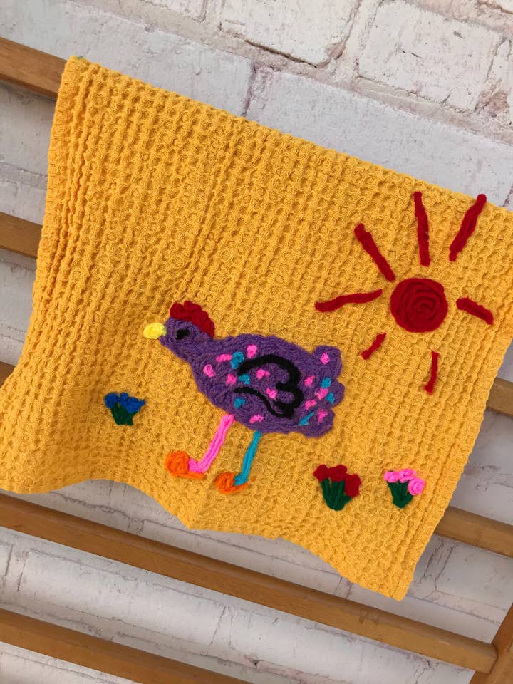 Hippie Boho kitchen towel, dish towel, hostess gift for wholesale by Miss Mavis Fun House