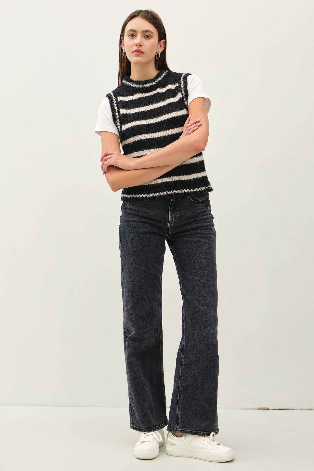 Be Cool - Vente Pull sans manches – femme - GILET EN LAINE MÉLANGÉE À RAYURES1