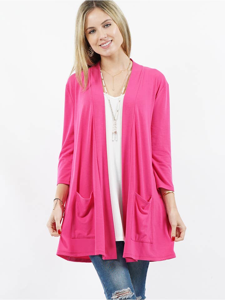 42POPS - Wholesale Cardigan - Women's - ",,...._ Open cardigan w/ slouchy pockets2