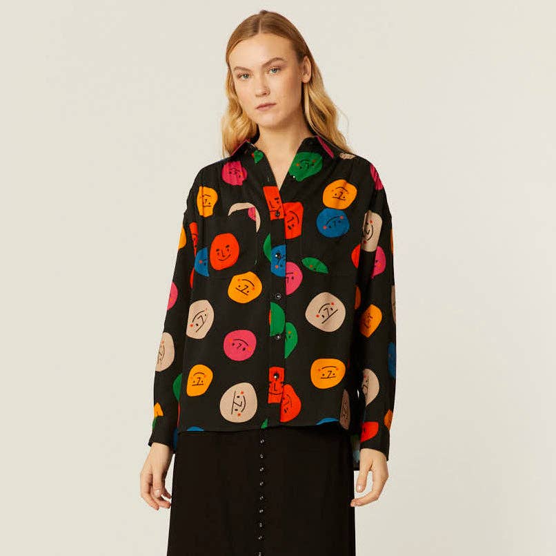 Pepaloves - Wholesale Button Down Shirt - Women's - CAMISA OVERSIZE FACES0