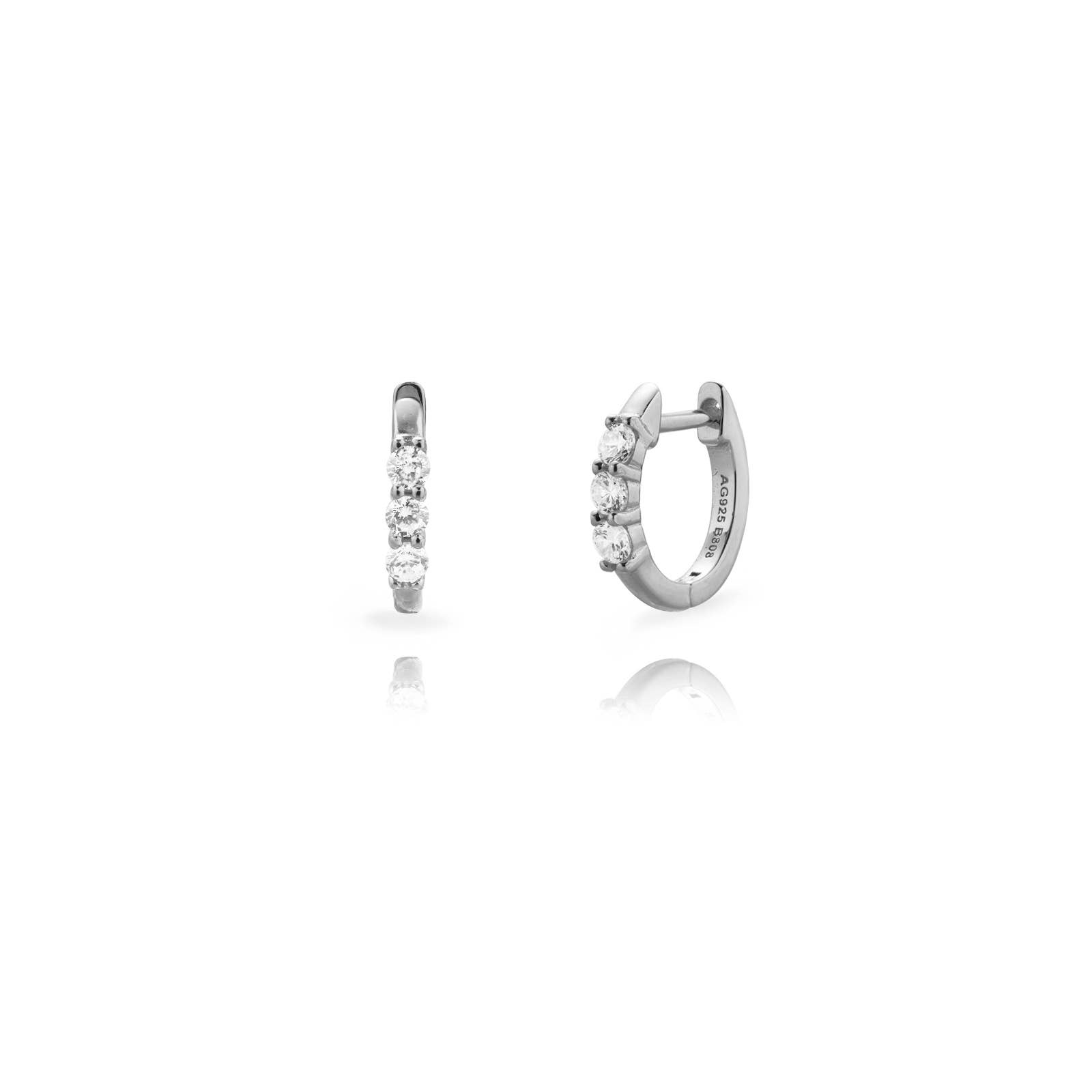 Plata y Minerales - Wholesale Huggie Earrings - Hoop Earrings-12 mm-Cubic Zirconia-Gold and Rhodium Plated1